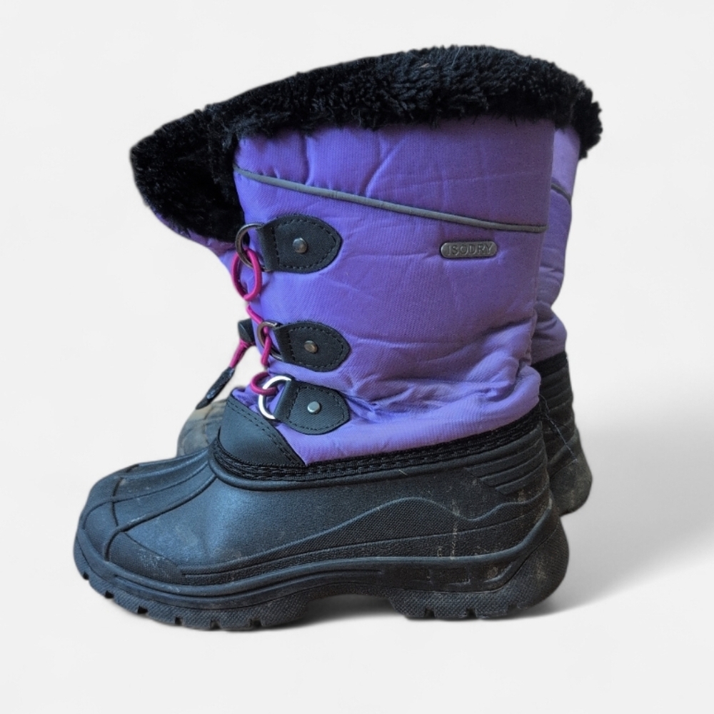 Mountain Warehouse Isodry Kids Winter Snow Boots Purple Black Waterproof Fur
